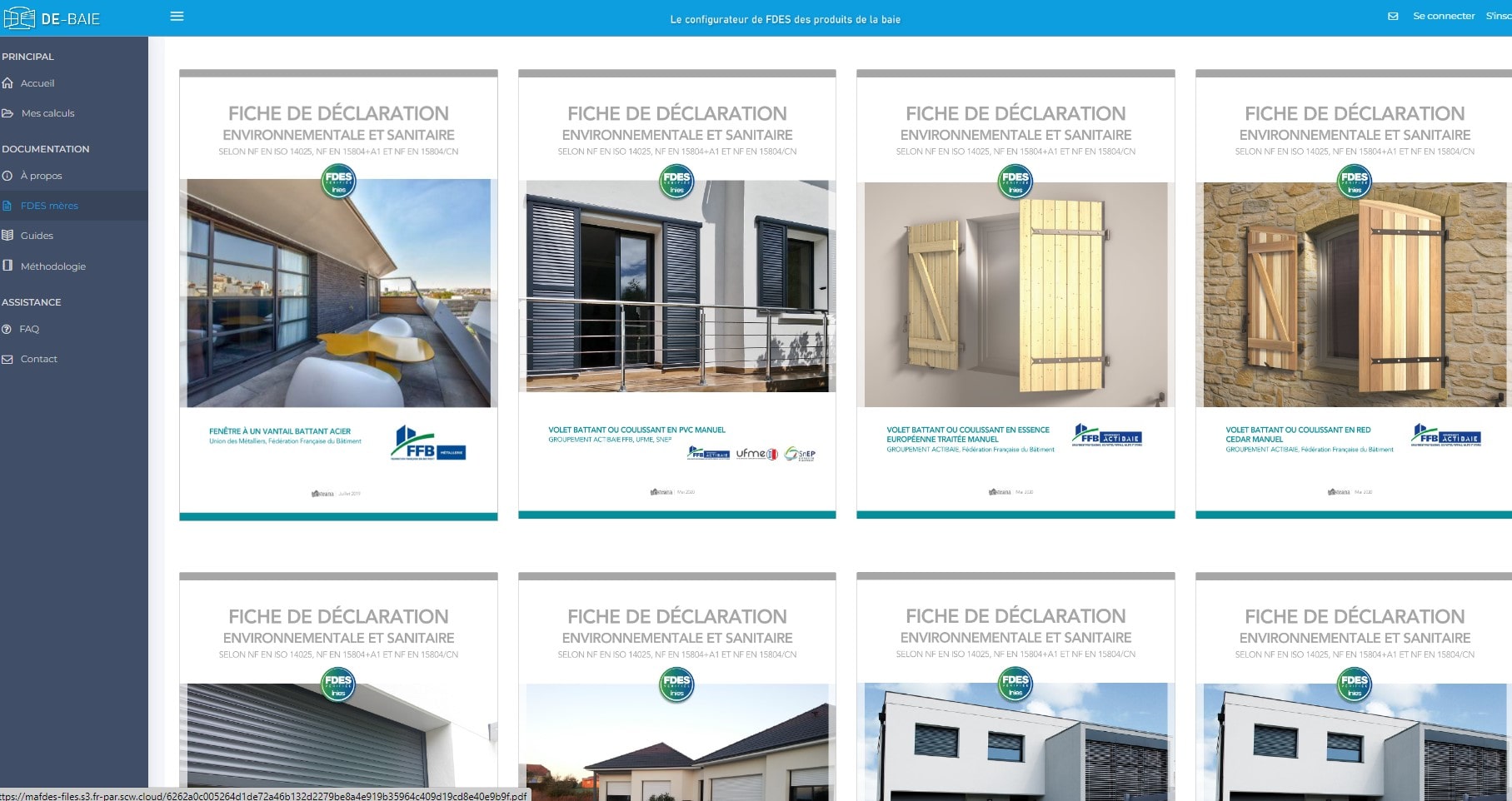 Ecran du configurateur DE-Baie